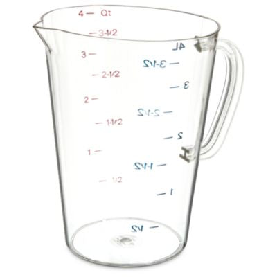 CFS4314507 Commercial Measuring Cup, 1 gal, Plastic, Clear