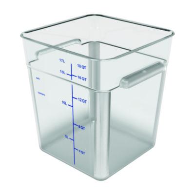 CFS1195507 Squares Polycarbonate Food Storage Container, 18 qt, 11 13 x 11.13 x 12.58, Clear, Plastic