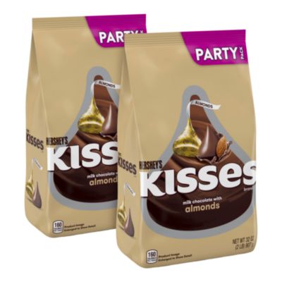 GRR60004091 KISSES with Almonds, Milk Chocolate, 32 oz Pack, 2 Packs/Carton