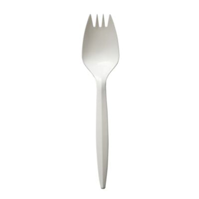 BWKSPORKWHPP Mediumweight Polypropylene Cutlery, Spork, Plastic, White, 1000/Carton