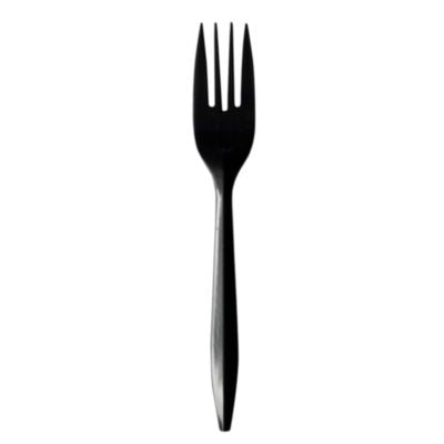 BWKFORKBLPP Mediumweight Polypropylene Cutlery, Fork, Plastic, Black, 1,000/Carton
