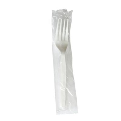 BWKFORKWHPSIW Heavyweight Wrapped Polystyrene Cutlery, Fork, Plastic, White, 1,000/Carton