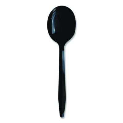 BWKSOUPBLHVY Heavyweight Polypropylene Cutlery, Soup Spoon, Plastic, Black, 1,000/Carton