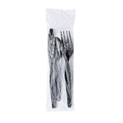 BWK3KITHVYBL Three-Piece Polystyrene Cutlery Kit, Heavyweight, Fork/Knife/Spoon, Plastic, Black, 250/Carton BOARDWALK