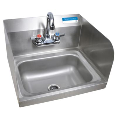 BKEHSW1410SSP Stainless Steel Hand Sink with Side Splashes and Faucet, 14" l x 10" w x 5" h