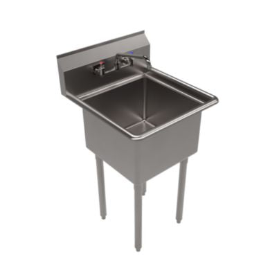 BKEBKS11812PG Stainless Steel Sink and Faucet Bundle, Sink/Faucet/Faucet Mounting Kit/Drain, 18" L x 18" W x 14" D