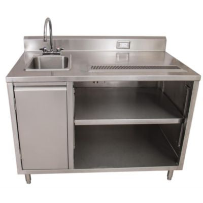 BKEBEVT3060L Stainless Steel Beverage Table with Left Sink, Rectangular, 30" x 60" x 41.5", Silver Top, Silver Base/Legs