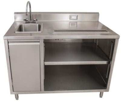 BKEBEVT3048L Stainless Steel Beverage Table with Left Sink, Rectangular, 30" x 48" x 41.5", Silver Top, Silver Base/Legs