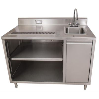 BKEBEVT3060R Stainless Steel Beverage Table with Right Sink, Rectangular, 30" x 60" x 41.5", Silver Top, Silver Base/Legs
