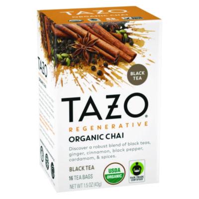 TZO00305 Tea Bags, Organic Chai, 16/Box, 6 Boxes/Carton