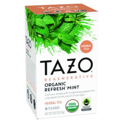 TZO00350 Tea Bags, Organic Refresh Mint, 16/Box, 6 Boxes/Carton