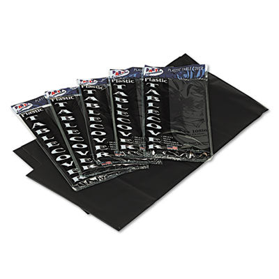 TBL549BK Table Set Rectangular Table Covers, Heavyweight Plastic, 54" X 108", Black, 6/pack
