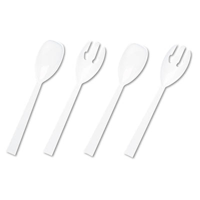 TBLW95PK4 Table Set Plastic Serving Forks and Spoons, 9.5", White, 48/Pack