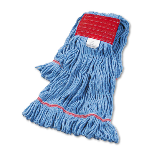 BWK503BLEA Super Loop Wet Mop Head, Cotton/synthetic Fiber, 5" Headband, Large Size, Blue