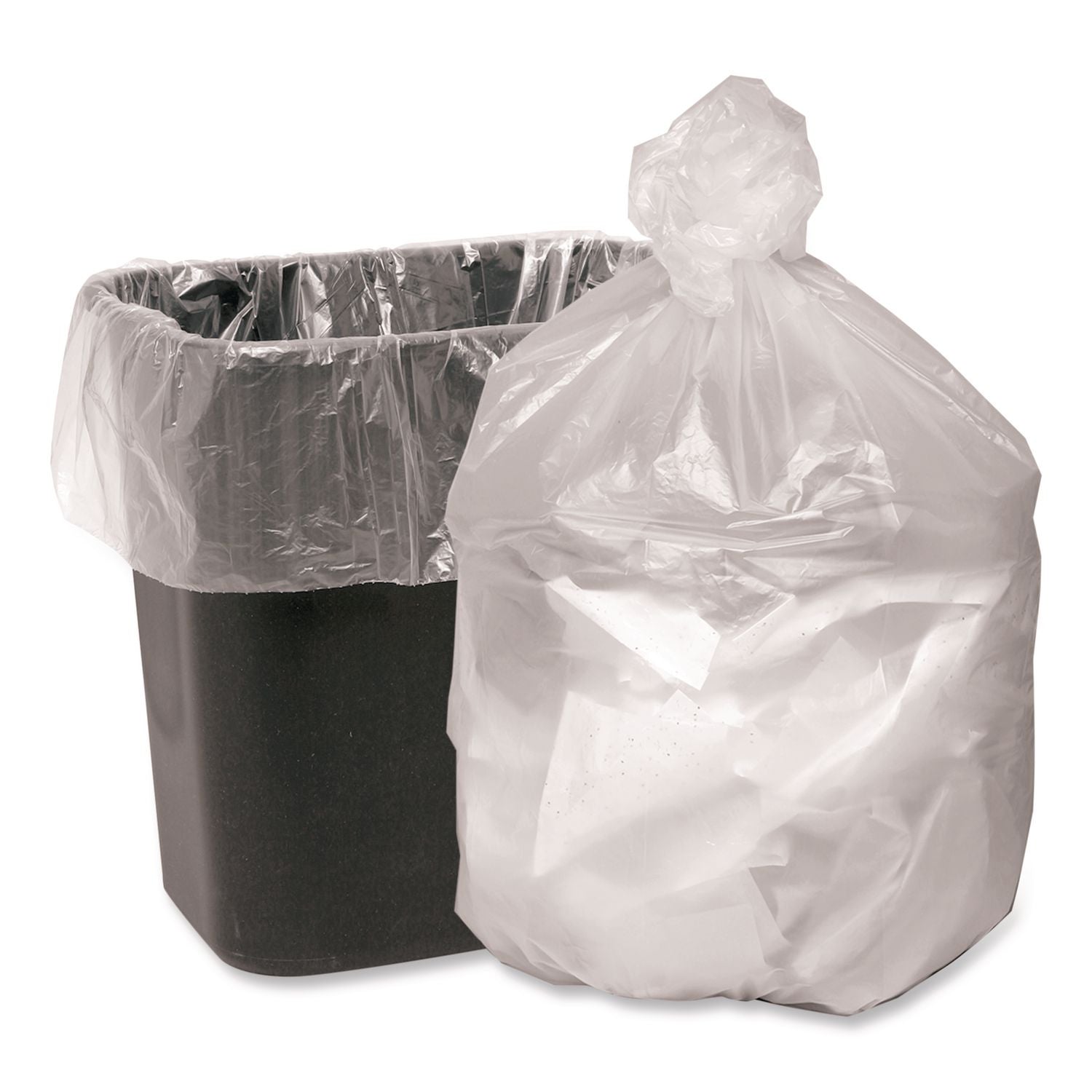 Can Liners, 10 Gal, 7.87 mic, 24" x 24", Clear, 25 Bags/Roll, 20 Rolls/Carton Ultra Plus