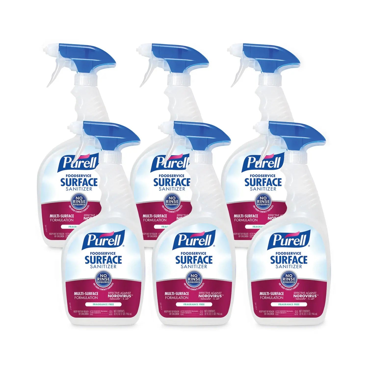 GOJ334106CT Foodservice Surface Sanitizer, Fragrance Free, 32 oz Capped Bottle with Spray Trigger Included in Carton, 6/Carton PURELL