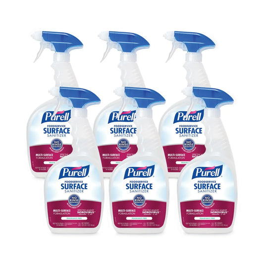 GOJ334106CT Foodservice Surface Sanitizer, Fragrance Free, 32 oz Capped Bottle with Spray Trigger Included in Carton, 6/Carton PURELL