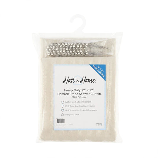 Host & Home Poly Shower Curtain Set 72x72 Damask Almond Milk