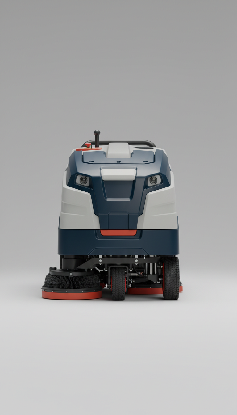 Ride-on floor scrubber with ergonomic controls