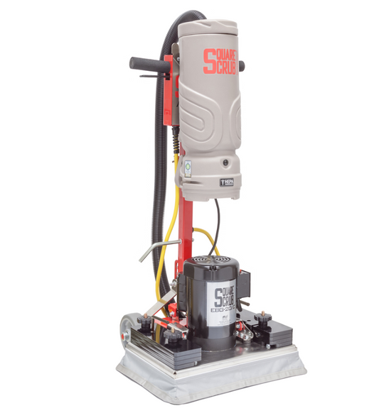 SS EBG-20CV PIVOT Square Scrub™ PIVOT 20" Floor Machine vwith HEPA vacuum attached